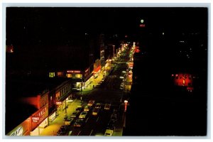 c1950's Phillips Avenue at Night Sioux Falls South Dakota SD Postcard