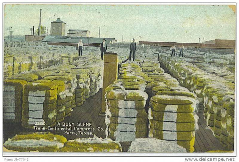 TEXAS - PARIS - TRANS CONTINENTAL COMPRESS CO - COTTON BALES - 1909