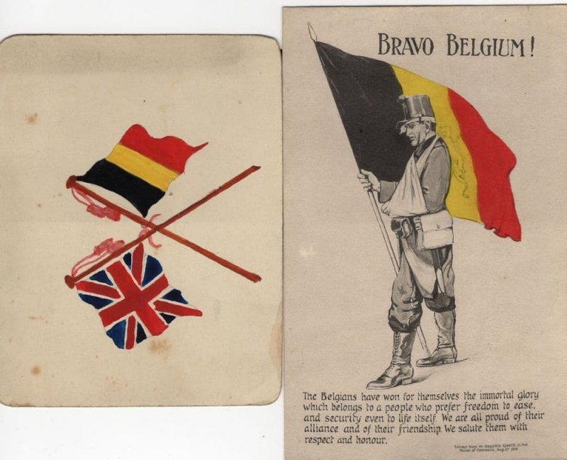 Bravo Belgium WW1 Military Army Soldier Flag Postcard & More