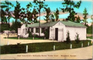 Hand Colored PC Chief Tomochichi's Tourist Court in Kingsland, Georgia Route 17