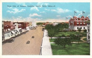 Vintage Postcard West Side Of Square Roadways Looking North Enid Oklahoma OK