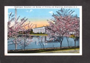 Washington Monument Bureau of Printing Postcard Cherry Blossom