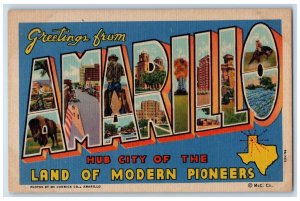 1948 Greetings From Amarillo Texas Banner Large Letter Antique Vintage Postcard 