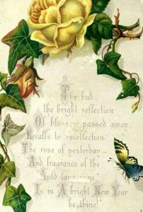 c1880s Lovely Happy New Year Trade Card Eden Hooper Poem Detail Art Nouveau C53