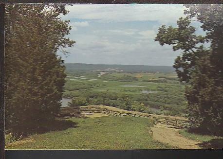 Overlooking WI and MS Rivers Scene Postcard BIN