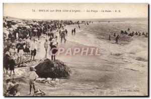 Old Postcard Soulac Sea Beach Bath