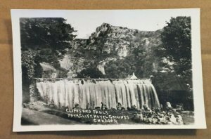 UNUSED  RPPC PC- CLIFFS & FALLS FROM CLIFF HOTEL, CHEDDAR, SOMERSET, ENGLAND