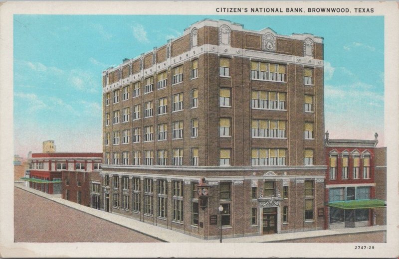 Postcard Citizen's National Bank Brownwood Texas TX