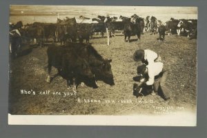 South Dakota RP c1910 COWBOYS ROPING CALF Wild West Ranch LEELAND ART CO.