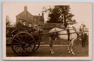 RPPC Man and Sons Spotted Horse Ornate Cart with Lanterns Photo Postcard T21