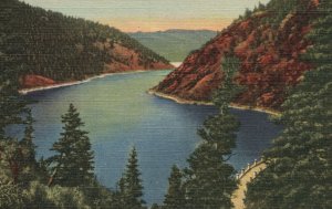 Vintage Postcard Eagle Nest Lake Dam Turquoise Blue Lake Vistas New Mexico NM