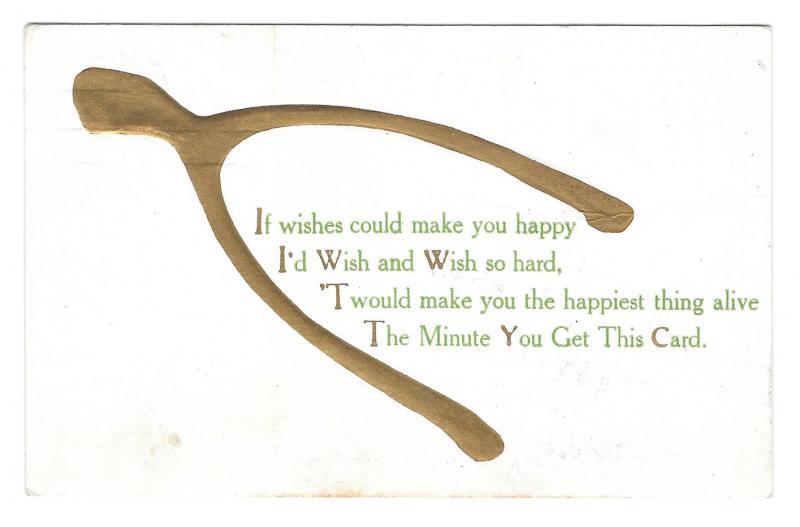 Motto Poem Gold Gilt Wishbone 1909 Lightly Embossed Postcard