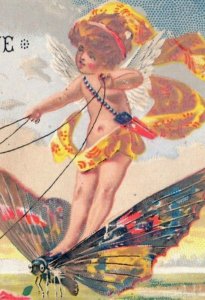 1880s Taylor's Cologne Fantasy Fairy Pulled By Butterflies F152