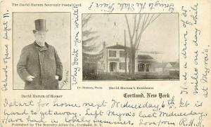 Vintage Postcard David Harum of Homer Home and Portrait Cortland NY