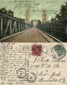 poland germany, THORN TORUN, Eisenbahnbrücke (1910) Due to 2 Cents Amerika