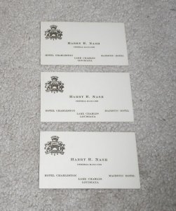 Lot of 3 Hotel Charleston Majestic Lake Charles LA Louisiana Business Cards