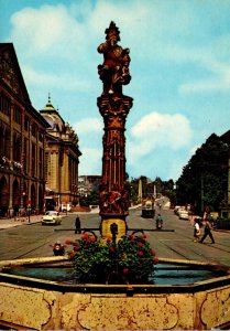 Switzerland Zurich Kornhaus Place and Kindlifresser Fountain 1967