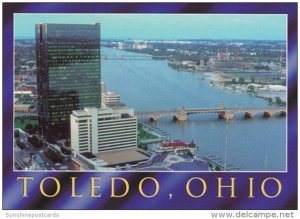 Ohio Toledo Aerial View Showing Drawbridges Over Maumee River