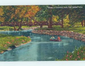 Unused Linen PARK SCENE Fort Dodge Iowa IA H2408