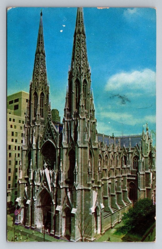 St. Patrick's Cathedral New York City Vintage Postcard Posted