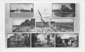 Siofok Hungary Multiview Buildings Sailing  Real Photo Postcard AA70094