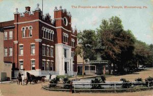 Fountain & Masonic Temple Bloomsburg Pennsylvania 1910 postcard