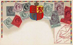 Gibraltar, Classic Stamp Images on Early Postcard, Published by Ottmar Zieher