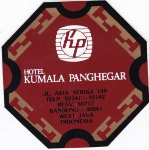 Indonesia West Java Bandung Hotel Kumala Panghegar Vintage Luggage Label sk2700