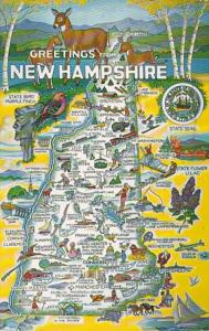Greetings From New Hampshire With Map 1983