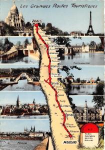 BR1632 France Routes Touristique Paris Moulins multi vues map carte geographique