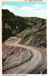 VINTAGE POSTCARD TURKEY CREEK CANYON DENVER MOUNTAIN PARKS COLORADO