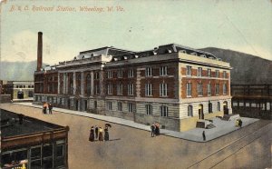B & O Railroad Station, Wheeling, West Virginia Train Station Postcard 1913