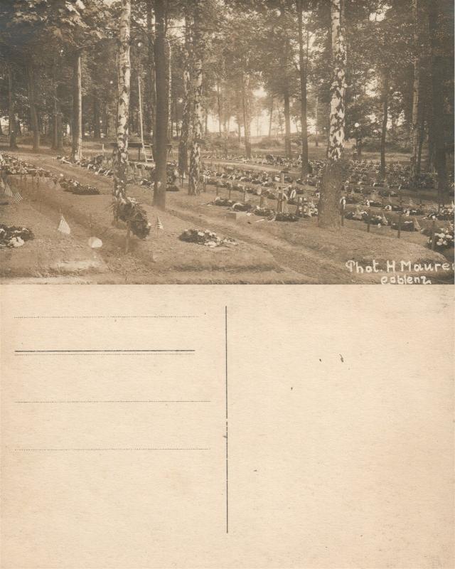 AMERICAN MILITARY CEMETERY REAL PHOTO POSTCARD ANTIQUE RPPC U.S. FLAGS