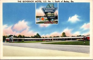 VINTAGE POSTCARD THE GOVERNOR MOTEL LOCATED AT BAXLEY GEORGIA c. 1950s/60s