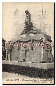 Old Postcard Biarritz War Memorial of the Great War M Cazaux Statuary