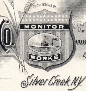 Civil War Monitor Navy Ship Huntley Company Silver Creek NY Letterhead