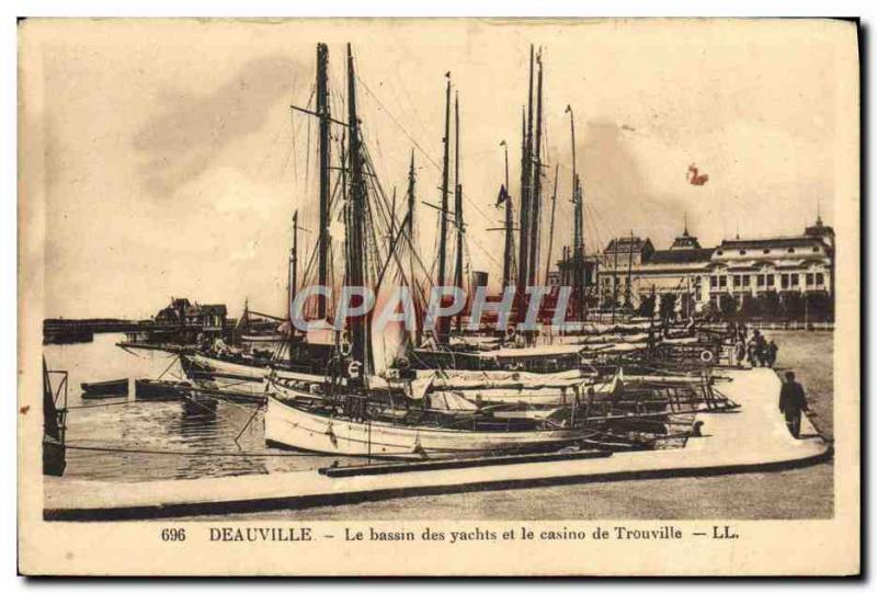 Old Postcard Deauville Yacht Basin and the Casino of Trouville