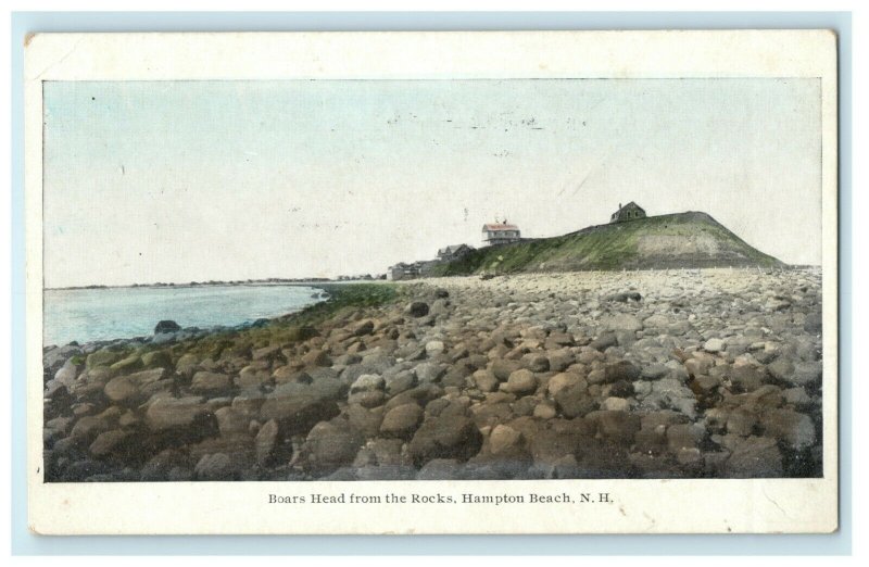 1915 Boars Head From Rocks Hampton Beach New Hampshire NH Manchester Postcard 