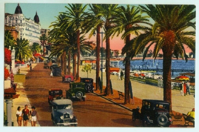 102520 LA PROMENADE DE LA CROISETTE CANNES FRANCE VINTAGE POSTCARD CP