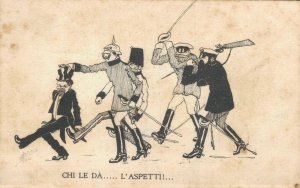 Military Chi Le Dá L'Aspetti! Caricature Satire Vintage Postcard  06.40