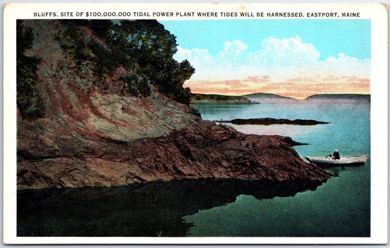 VINTAGE POSTCARD THE BLUFFS AT EASPORT MAINE SITE OF FUTURE TIDAL POWER PLANT