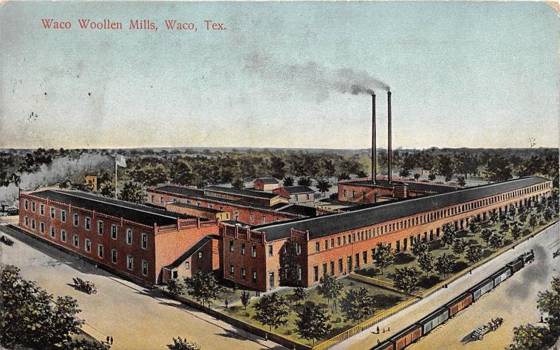 D50/ Waco Texas Tx Postcard 1907 Waco Woollen Mills Building Factory