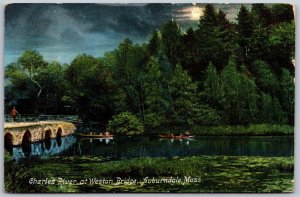Vtg Auburndale Massachusetts MA Charles River Weston Bridge 1908 View Postcard