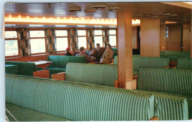 MV. BLUENOSE FERRY Interior Main Lounge BAR HARBOR, ME to Maine 1959  Postcard