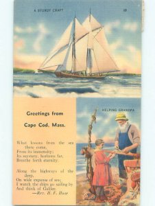 Pre-chrome cape cod GREETINGS POSTCARD Cape Cod Massachusetts MA AF4710