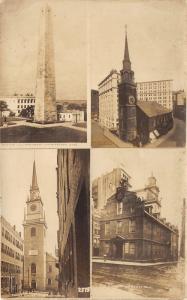 Boston MA~South Church-Old State House-Monument-Christ Church~c1915 RPPC