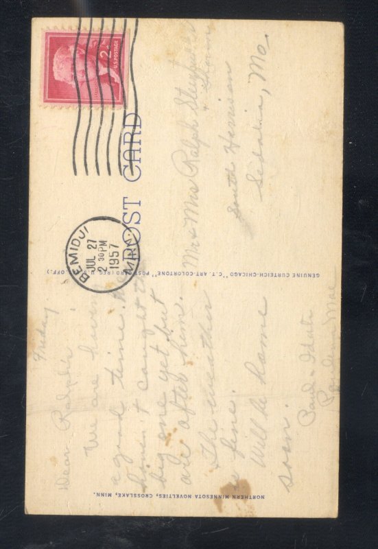 GREETINGS FROM MINNESOTA VINTAGE LINEN STATE MAP POSTCARD