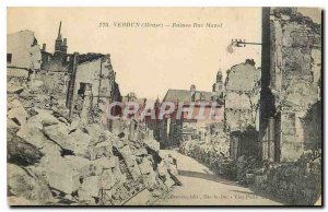 Old Postcard Verdun Meuse Ruins Rue Mazel Army