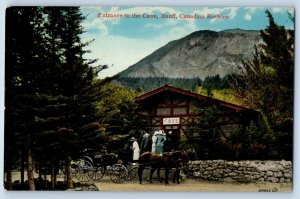 Banff Canada Postcard Entrance Cave Canadian Rockies Horse Carriage 1910 Vintage