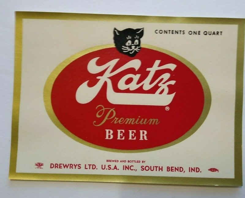 Katz Premium Beer Label Cute Black Cat Promo Advertising Vintage Halloween NOS 